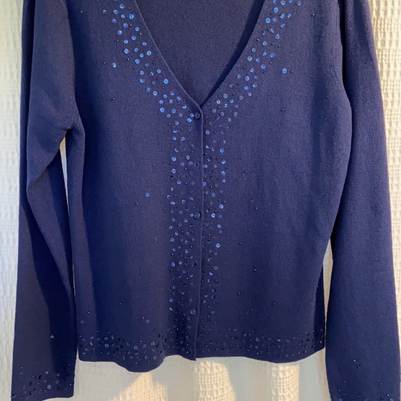 #8 Villager Liz Claiborne Cardigan Sequins WM SZ M 💖 - Picture 6 of 11